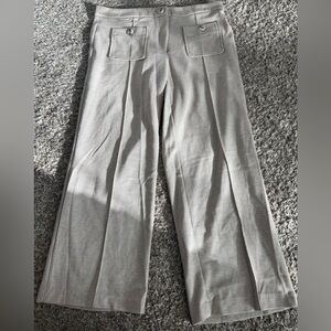 Rachel Zoe Light Gray Cropped Wide-Leg Pants